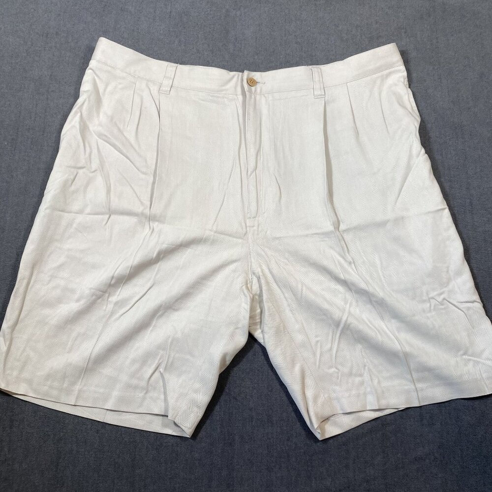 Jamaica Jaxx Mens Beige Pleated Lightweight Breathable 100% Silk Shorts Size 42
